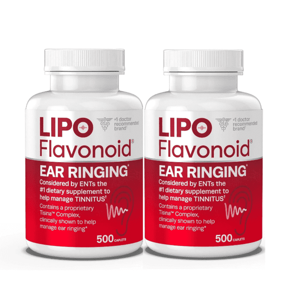 LipoFlavonoid Plus Inner Ear Health CapletsTinnitus Relief for Ringing Ears, Supports Circulation in Inner Ear, Promotes Hearing Health, 500 Count(Pack of 2)