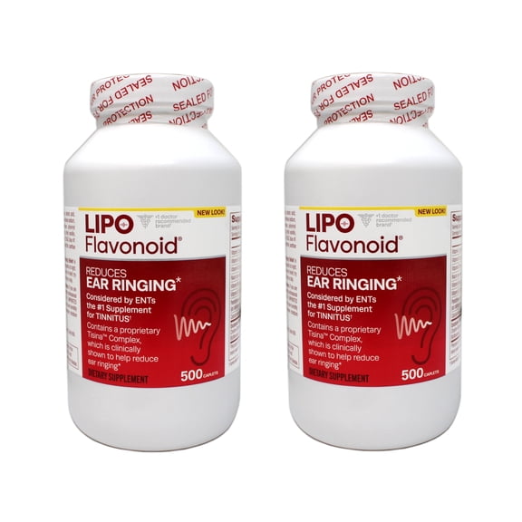 Lipo Flavonoid Plus Ear Health Supplement Caplets Ear Ringing Relief 500 Ea (Pack of 2)