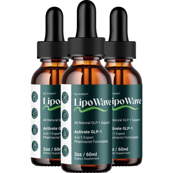 LipoWave Liquid Drops – Lipo Wave Natural Blend Healthy Organic Support, 3 Pack, 3 Month Supply