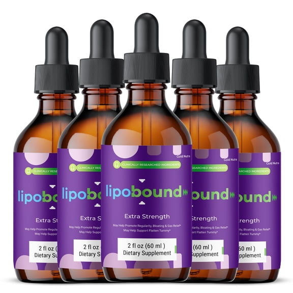 Lipobound Drops Liquid Supplement, Lipo Bound Supplement, All Natural Keto Formula, Overall Wellness 60 mL per Bottle (5 Pack)