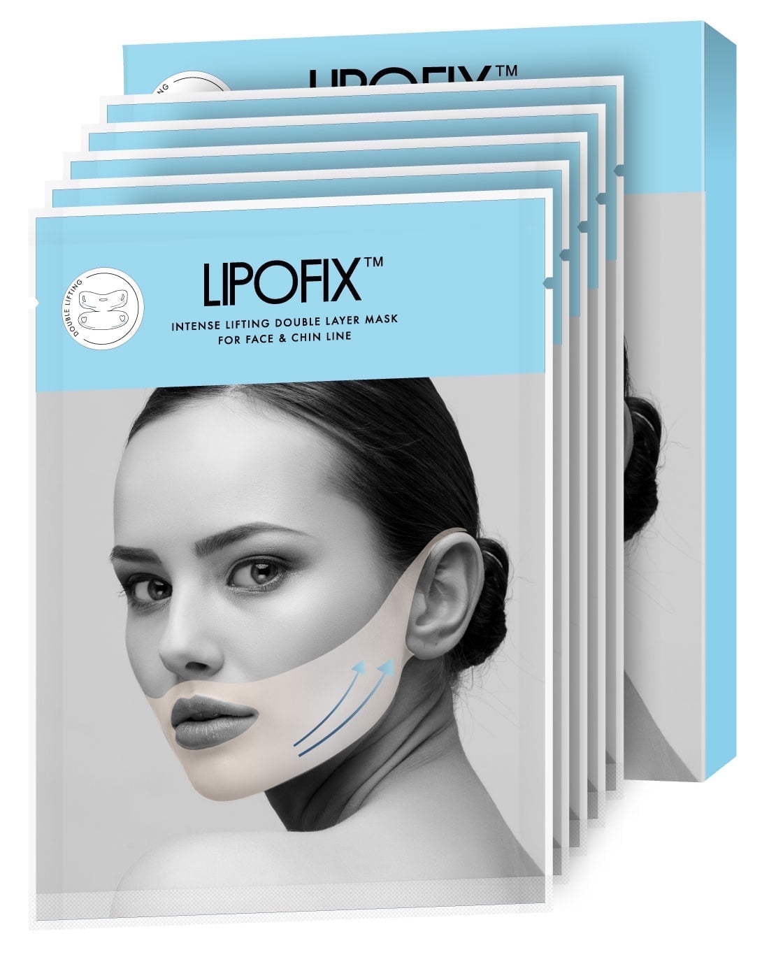 Lipofix. Double Chin Contouring Face Toning - Jawline  Shaper Collagen Mask. 5PC