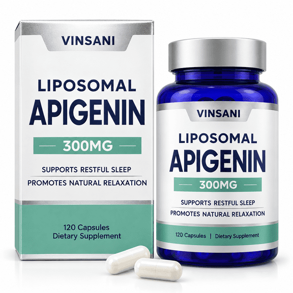 Liposomal Apigenin Supplement, 300mg with Passionflower & Magnesium, Plant-Based Relaxation Formula, 120 Capsules