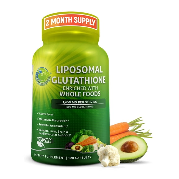 Liposomal Glutathione 500mg with Whole Foods, Antioxidant & Immune Support, Supplements Studio 120Ct