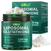 Liposomal Glutathione with Resveratrol & Vitamin C, 1,150mg Per Serving, Antioxidant Support Dietary Supplement, 60 Capsules