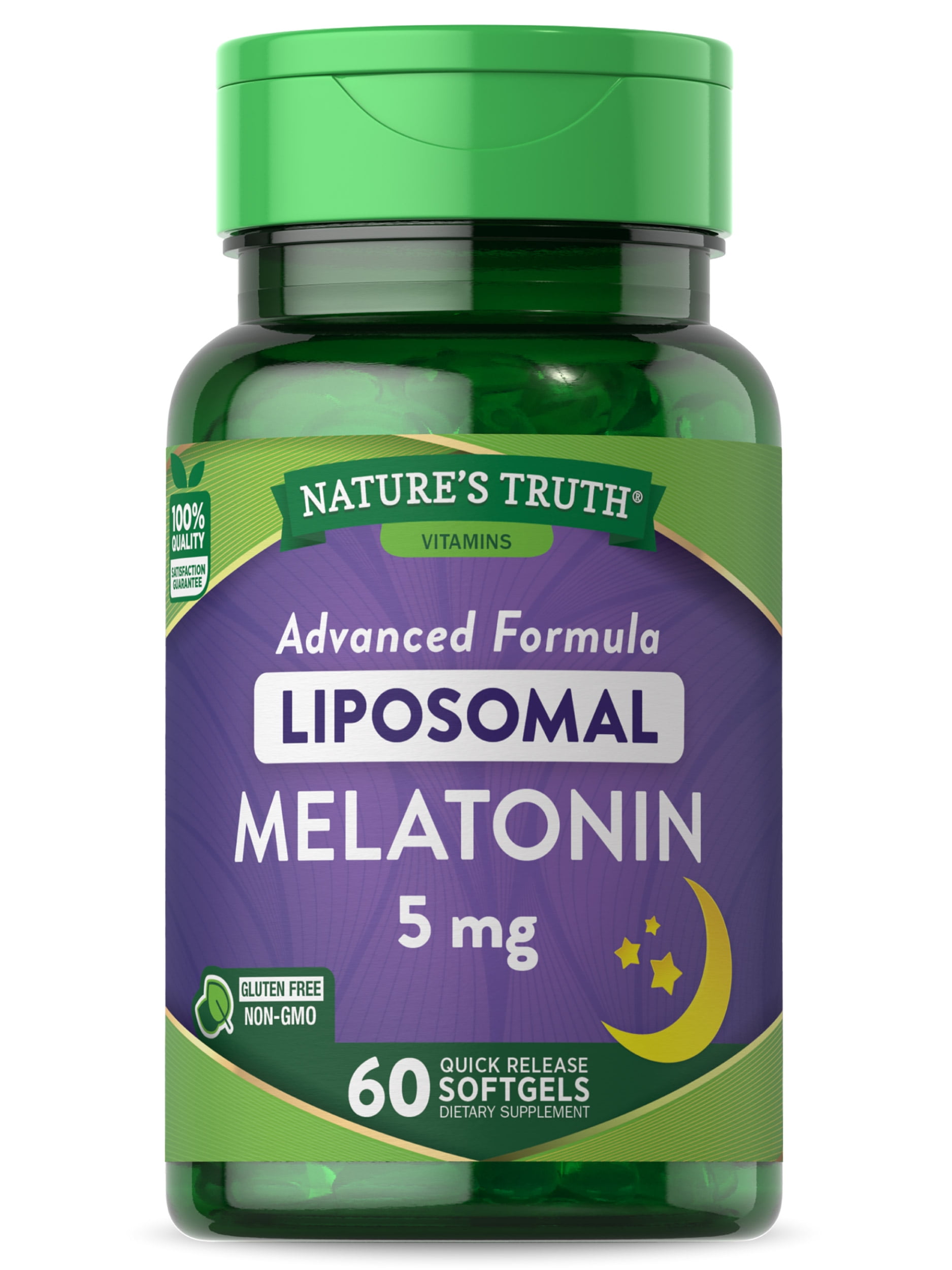 Liposomal Melatonin Softgels | 5mg | 60 Count | Non-GMO & Gluten Free Supplement | by Nature's Truth