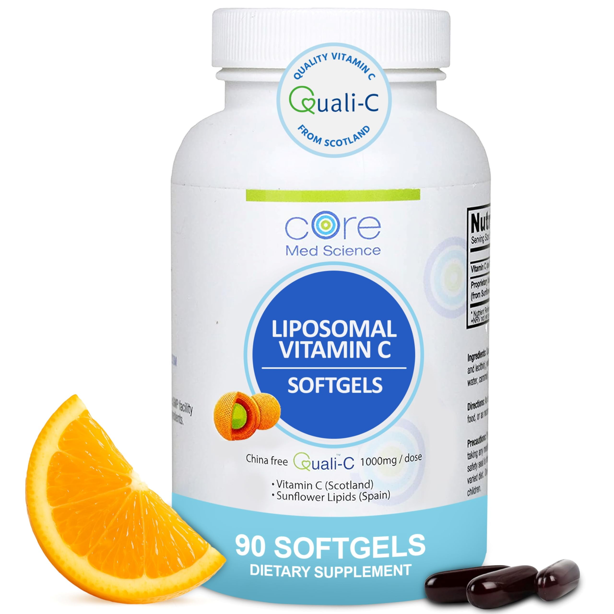 Liposomal Vitamin C 1000mg by Core Med Science, 90 Softgels - Non-GMO ...