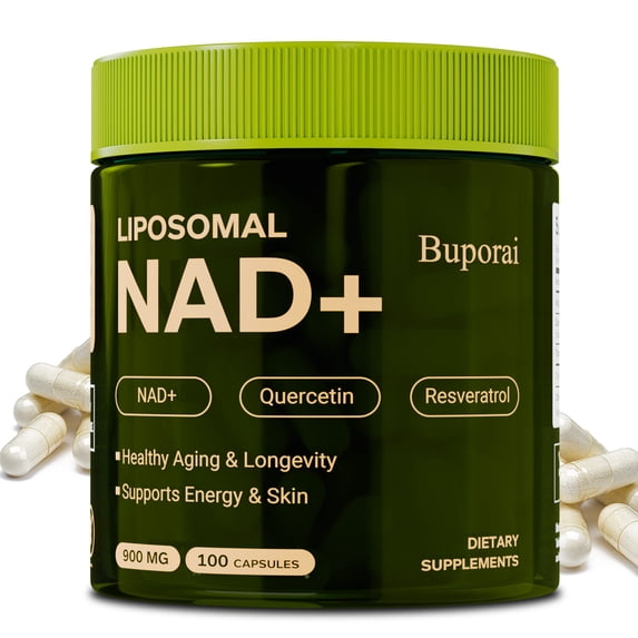 Liposomes NAD+ - with Resveratrol & Quercetin - Increase NAD+ Levels, Support Skin Health, Anti-aging, Reduce Fine Lines - 100 Capsules