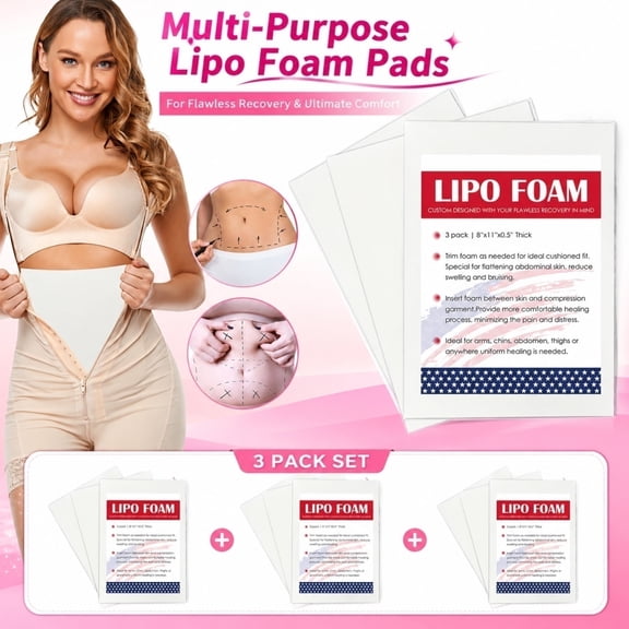 Liposuction Foam Pads, Liposuction Recovery, Compression Garment Pads, Trimable Foam, Abdomen Recovery, 5 Pack 14X11 Inch Soft Surgical Foam Padding Provides Even Pressure for