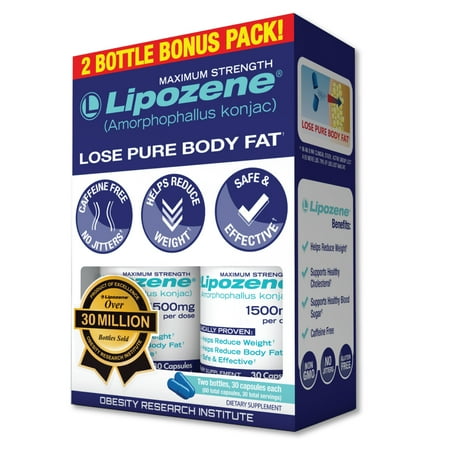 Lipozene Maximum Strength Weight Loss Supplement, 1500 mg, 60 Capsules (Pack 1)