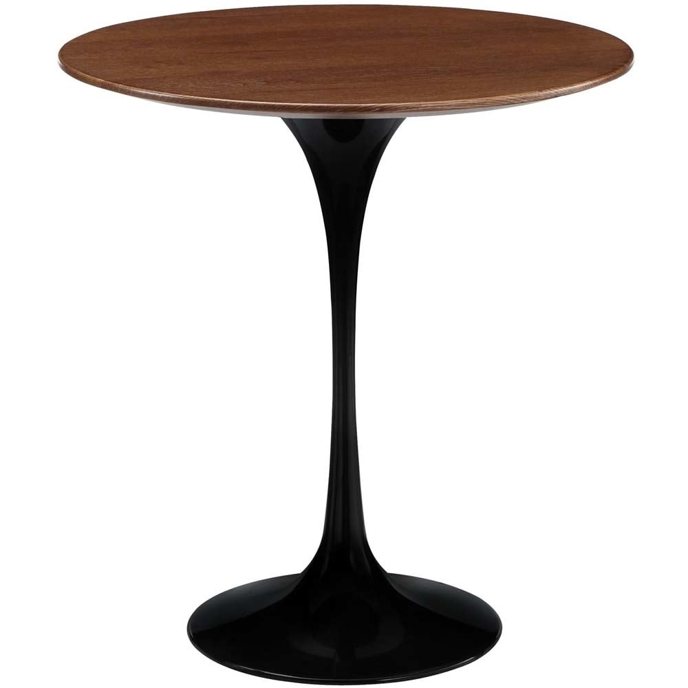 Modernist 20" Round Wood and Aluminum Side Table in Black