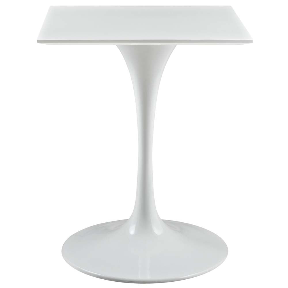 Lippa 24" White MDF Square Dining Table with Metal Pedestal Base