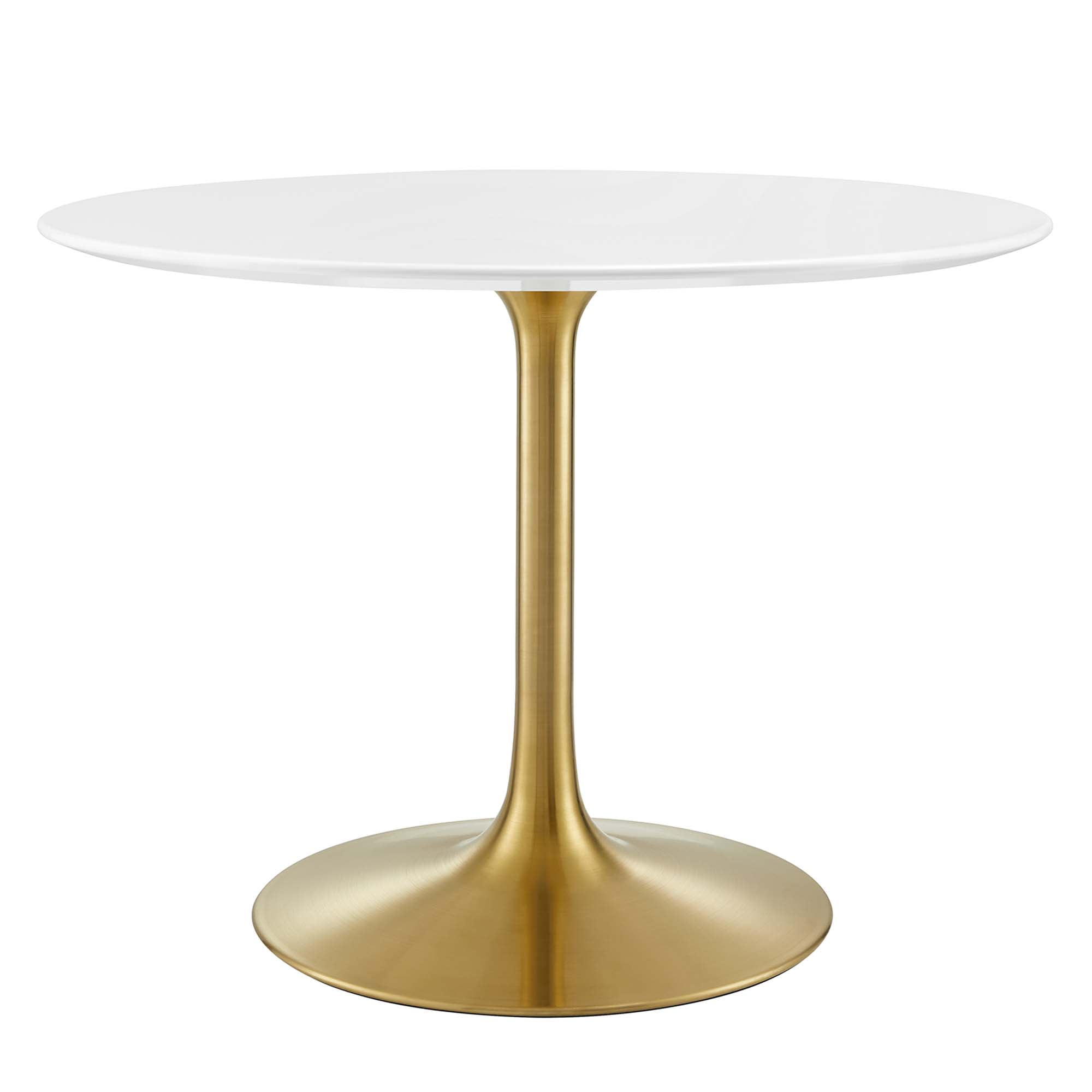 Mid-Century Modern 40" Round White Dining Table with Gold Metal Base