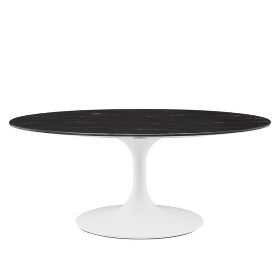 Lippa 42" Oval Artificial Marble Coffee Table