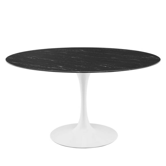 Lippa 54" Artificial Marble Dining Table-EEI-5183-WHI-BLK