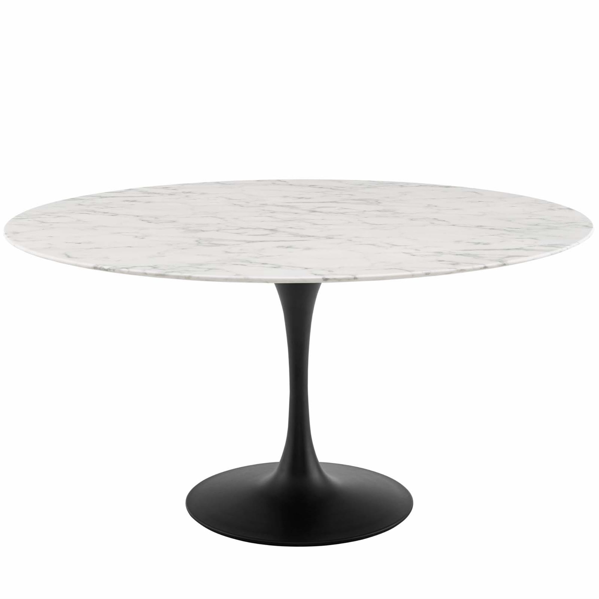 Mid-Century Modern 60" Round Wood & Marble Dining Table