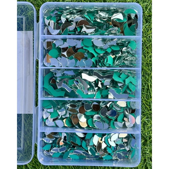 Lippan Art Mirror Shapes Combo Box  1,393 Pcs Designer Mirror Pieces for Craft & DIY Wall Art  Tear Drop, Leaf, Wave, and Unique Curved Shapes