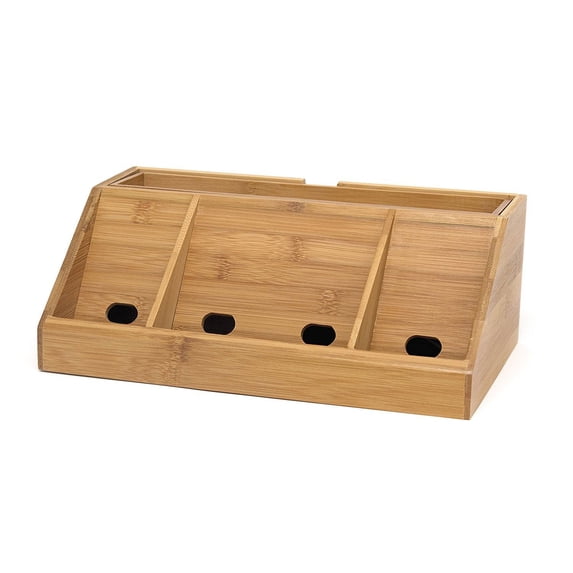 Lipper 812 Bamboo Wood Charging Station For Cell Phones/iPads/Tablets