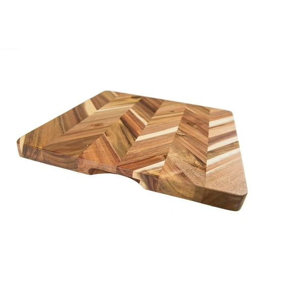 Lipper Acacia Herringbone Square Cutting /Serve Board W/ Inset Handles
