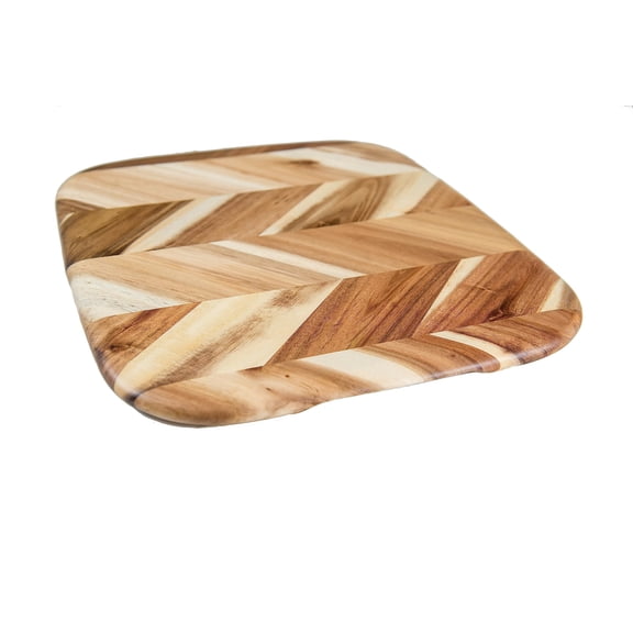 Lipper Acacia Rounded Edge Cutting/Serve Board With Inset Handles, Small