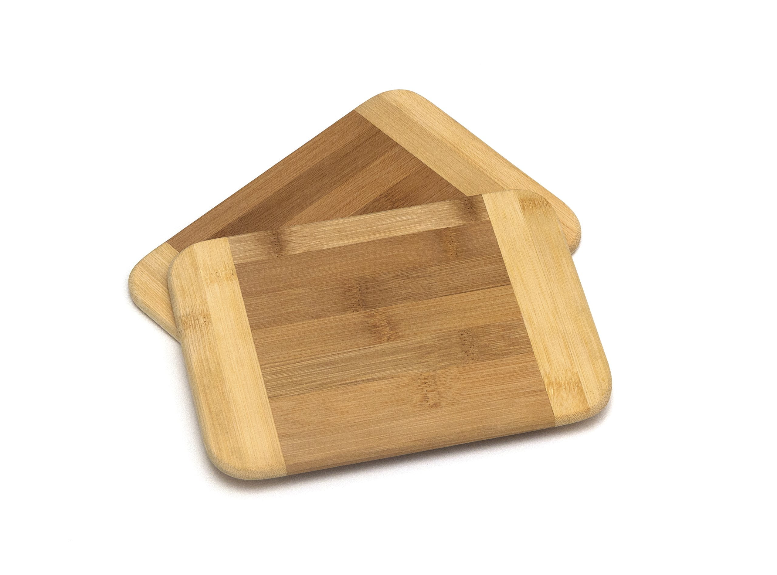 Small Two-Tone Bamboo Wood Cutting and Serving Board Set