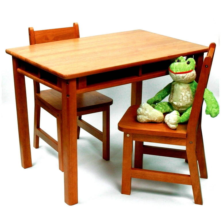 Lipper Childrens Rectangular Table and 2 Chairs Set with Shelves Multiple Colors