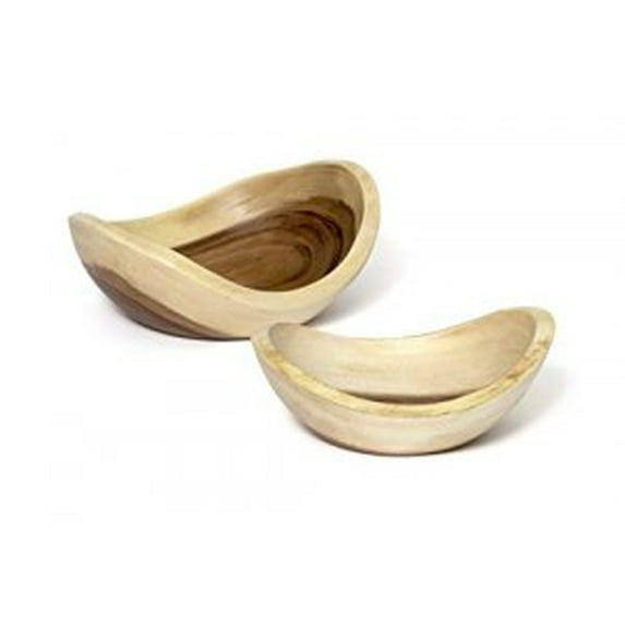 Lipper International 1055-2 Acacia Slab Boat Shape Bowls, Medium & Large