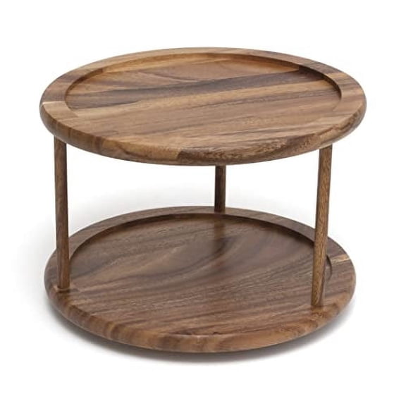 Lipper International 1302 Acacia Wood 2-Tier 10" Kitchen Turntable