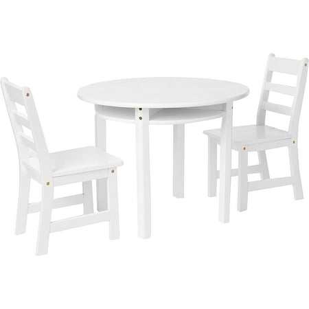 Lipper International 524W Child's Round Table and 2-Chair Set, White