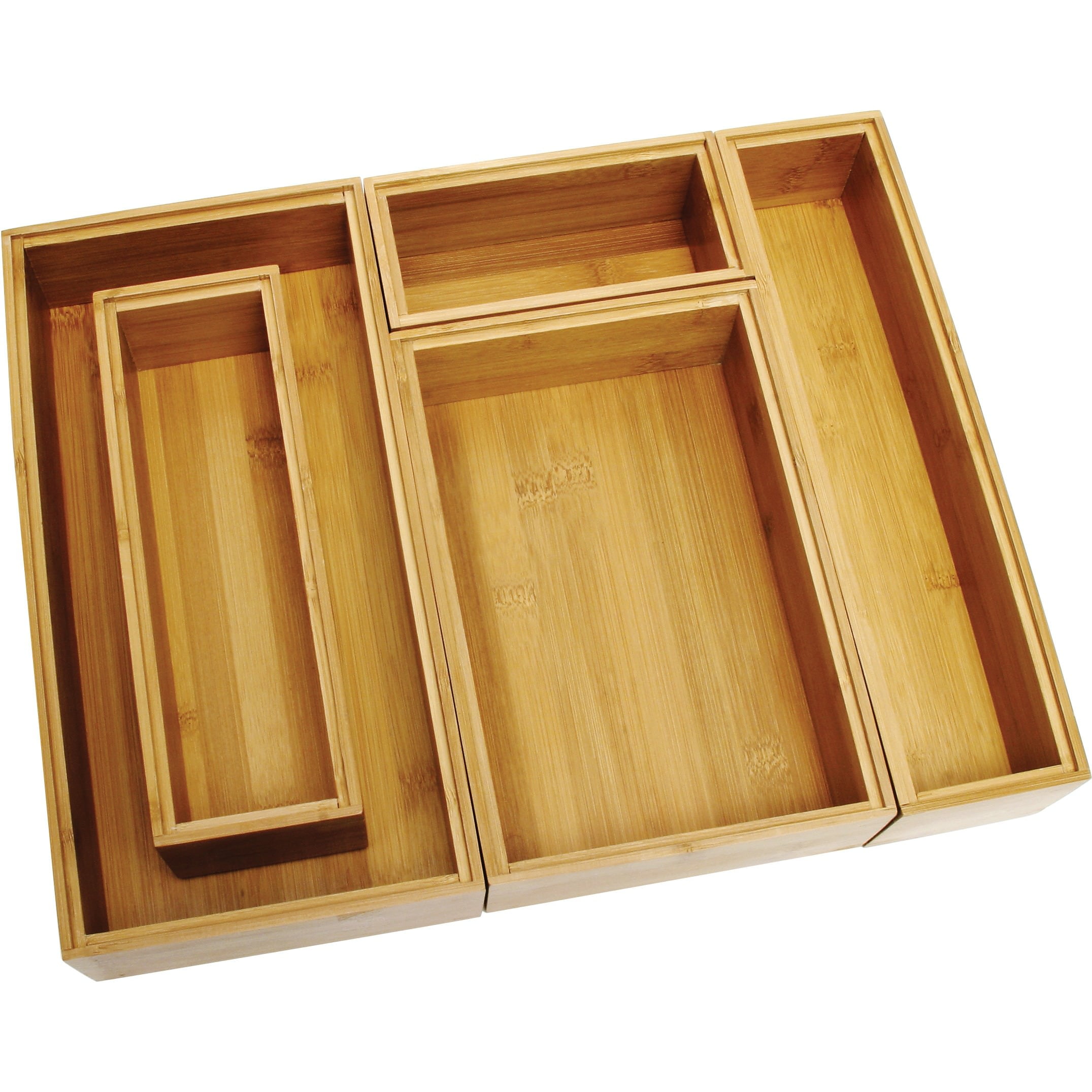 Lipper Bamboo Drawer Organizer Boxes - Set of 5