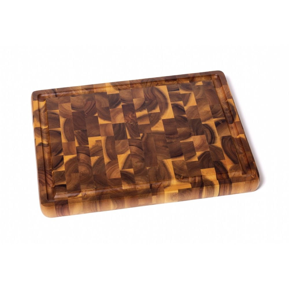 Large Acacia End Grain Cutting Board with Handles