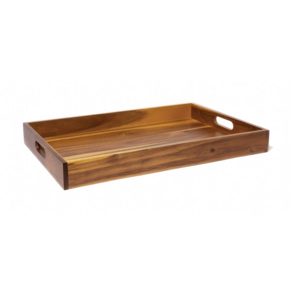 Lipper International Acacia Large Serving Tray With Cutout Handles