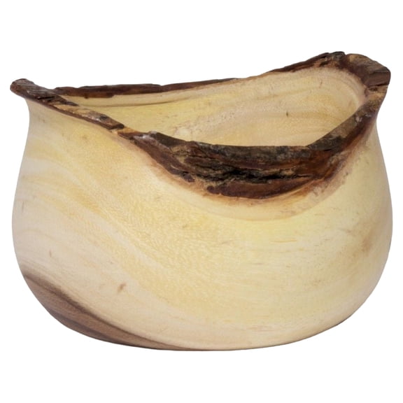 Lipper International Acacia Rustic Tulip Serving Bowl with Bark Edge Small
