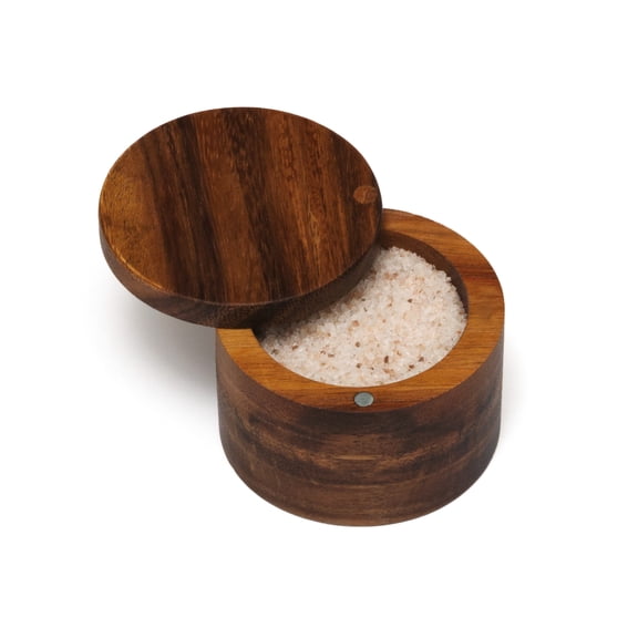 Lipper International Acacia Salt Box With Swivel Cover