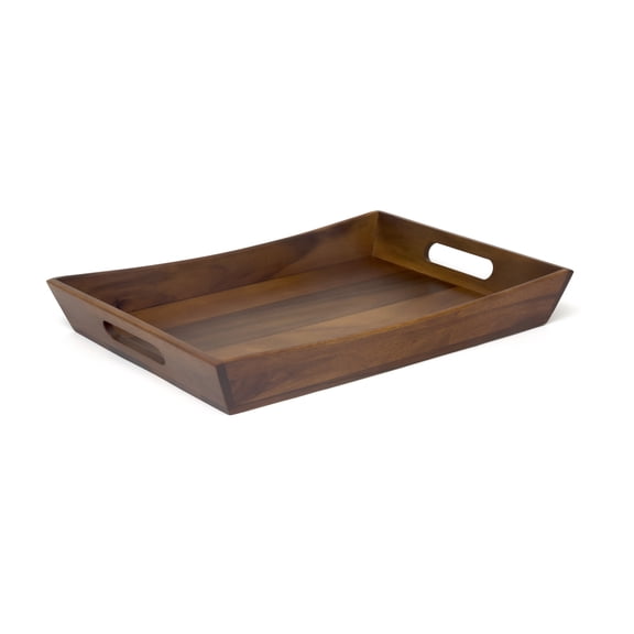 Lipper International Acacia Tray with Curved Sides, Brown