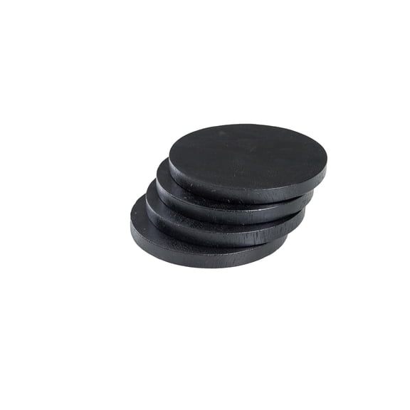 Lipper International Acacia Wood Round Coasters, 4" Diameter, Set of 4, Black Finish