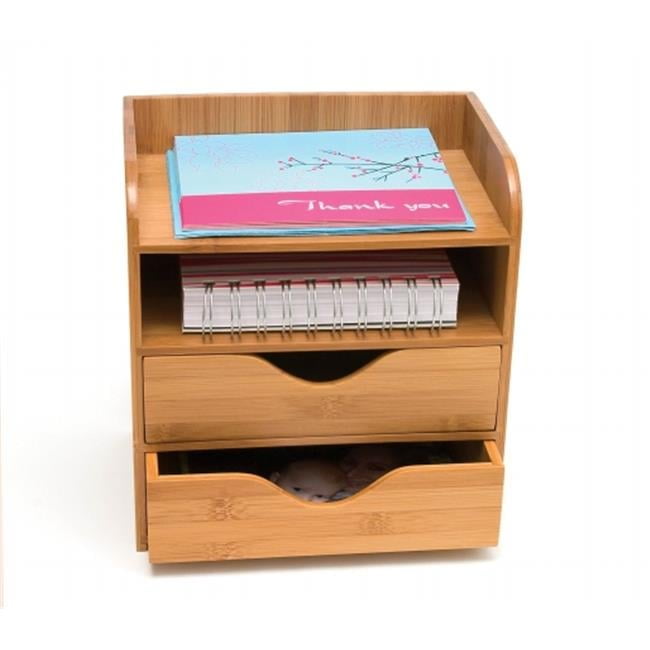 Natural Bamboo 4-Tier Desk and Office Supply Organizer