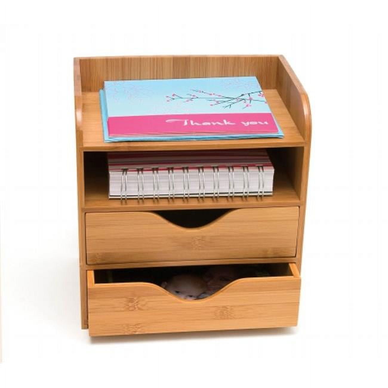 Natural Bamboo 4-Tier Desk and Office Supply Organizer