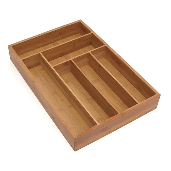 Bamboo Flatware Organizer, 6 Compartments