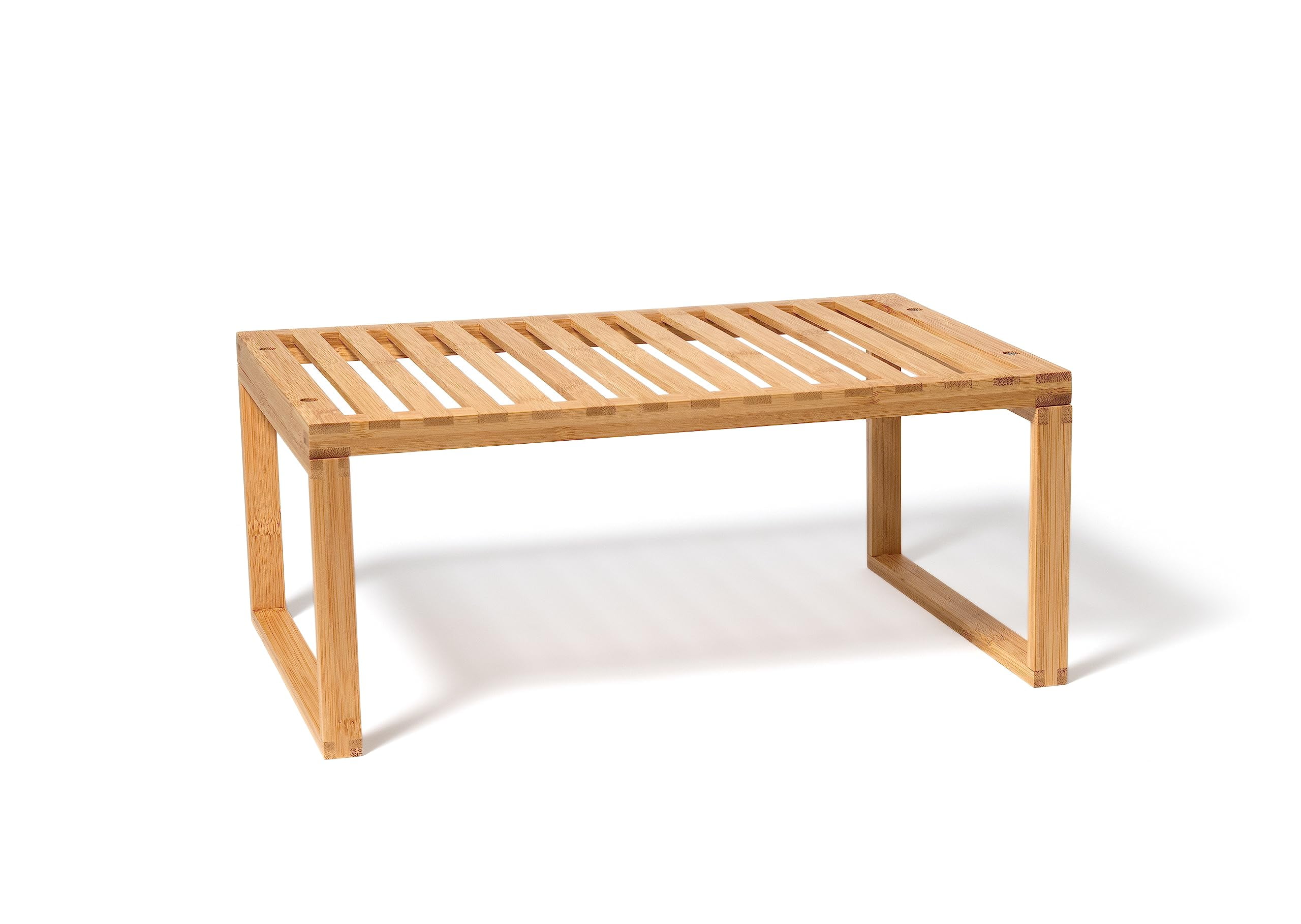Bamboo Slatted Stackable Kitchen Cabinet Shelf Organizer