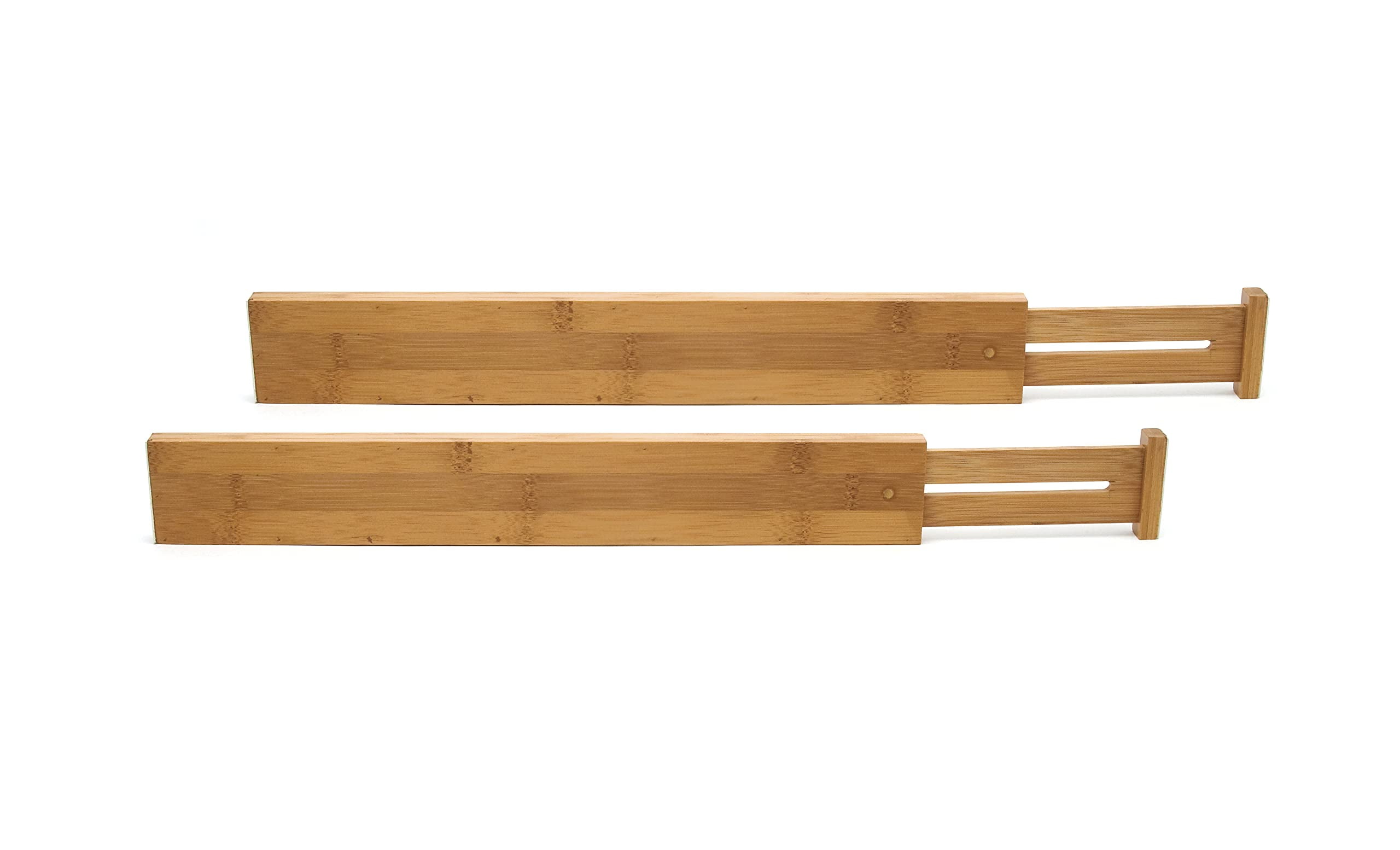 Adjustable Bamboo Wood Rectangular Kitchen Drawer Dividers, Set of 2
