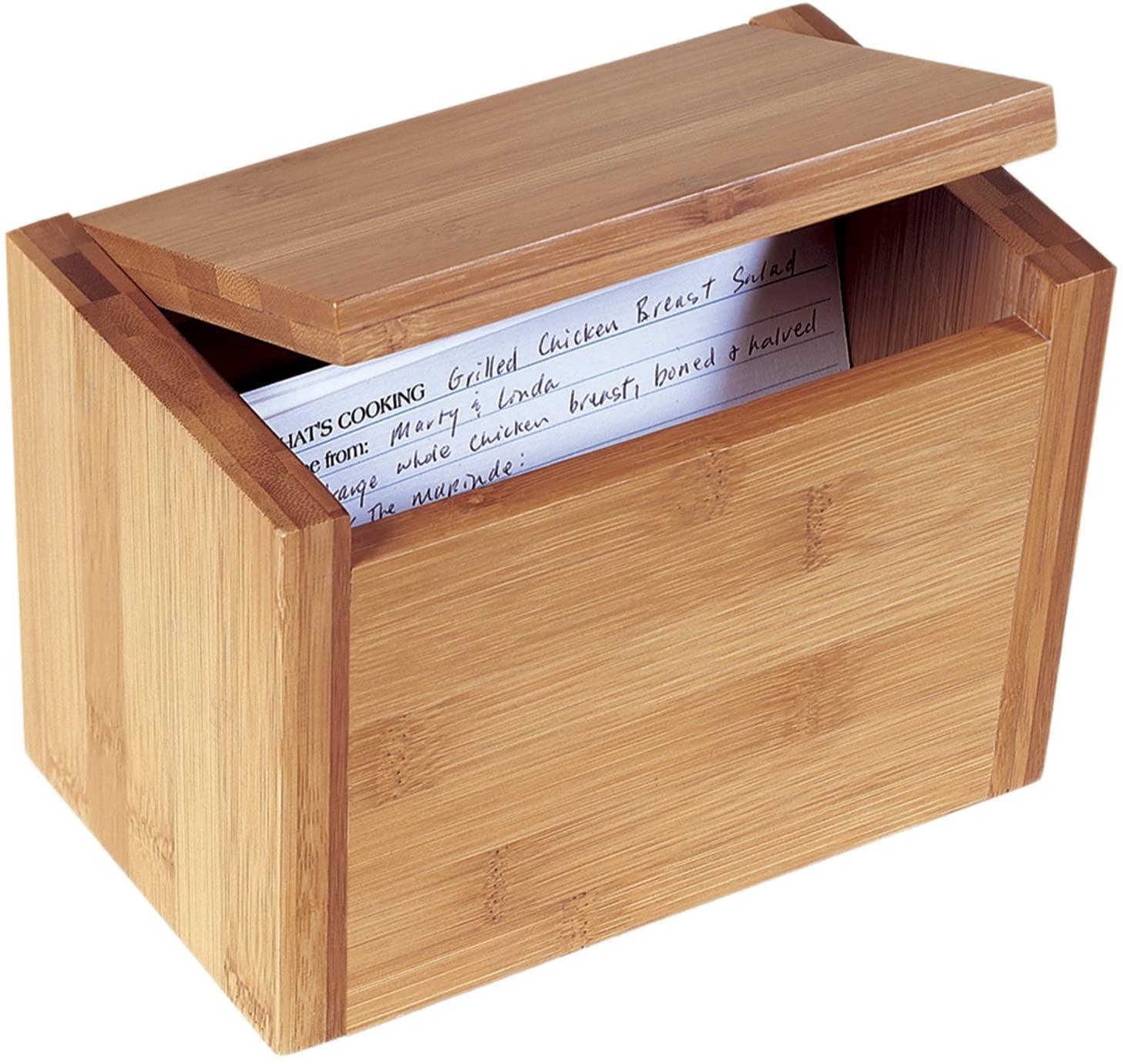 Lipper International Bamboo Wood Recipe Card Box, 7-1/2\" x 4-1/2\" x 5\", Brown