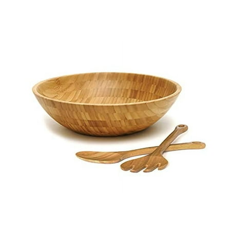Lipper International Bamboo Bowl with Pair of Servers, Brown