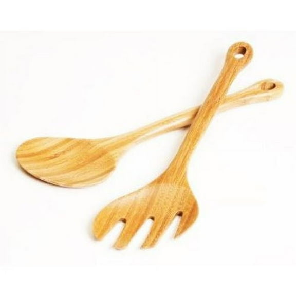 Lipper International Bamboo Salad Servers with Holes at Ends