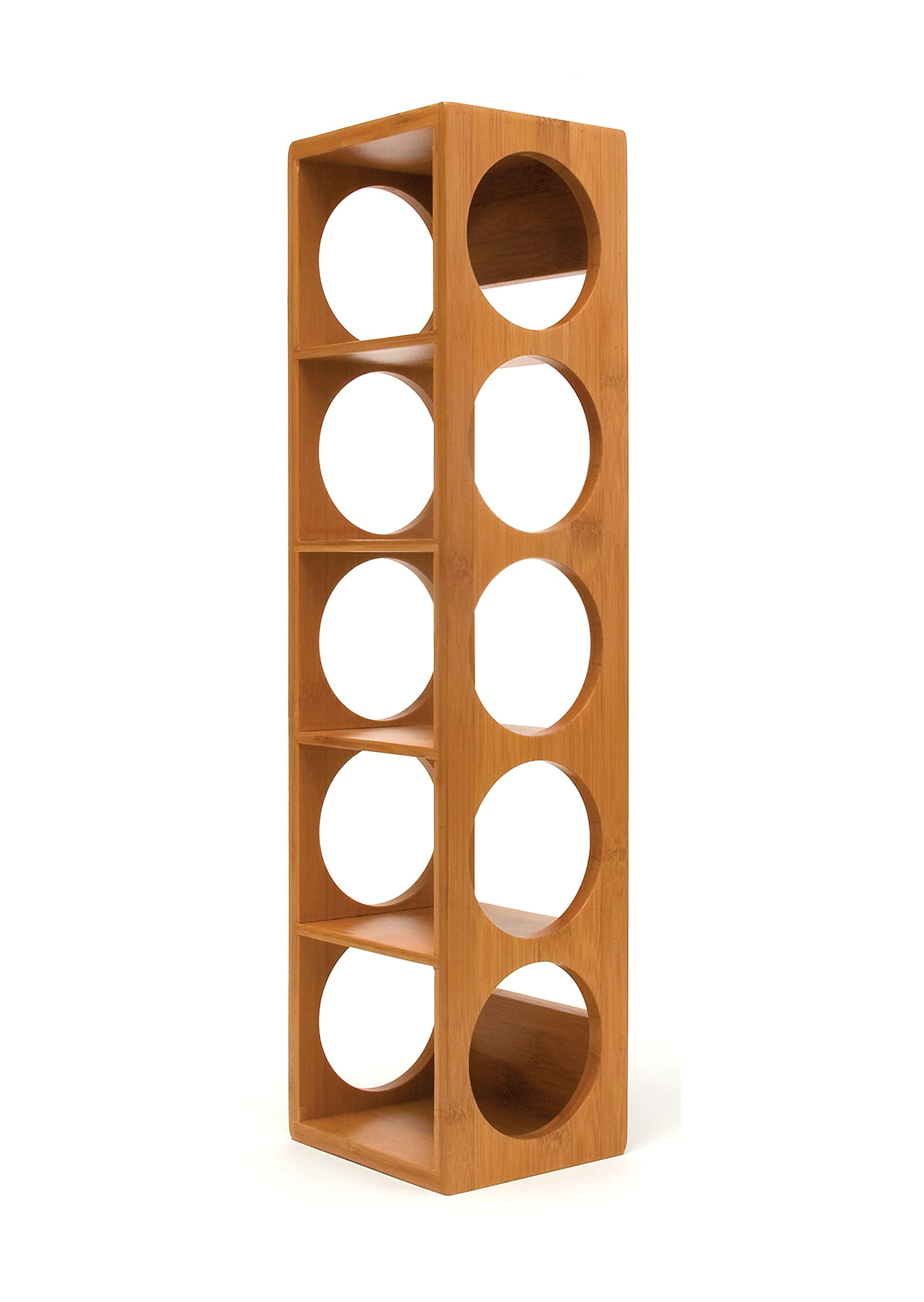 Lipper Bamboo Stackable 5-Bottle Wine Rack, Brown