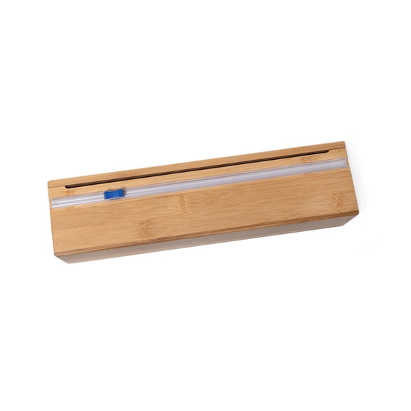 Lipper International Bamboo Wood Kitchen Wrap Dispenser with Cutter for Standard 12" Wide Rolls of Aluminum Foil, Plastic Wrap, or Wax Paper, 13 7/8" x 3 3/8" x 3 1/2"