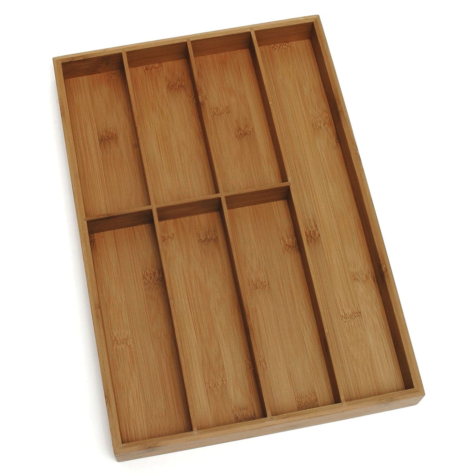 Bamboo Wood 7-Compartment Flatware Organizer