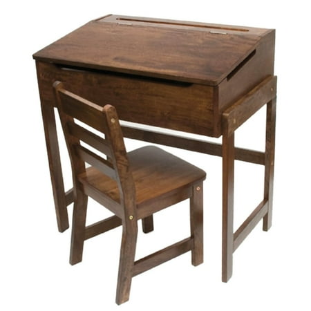 Lipper International Child's Slanted Top Desk and Chair, Walnut
