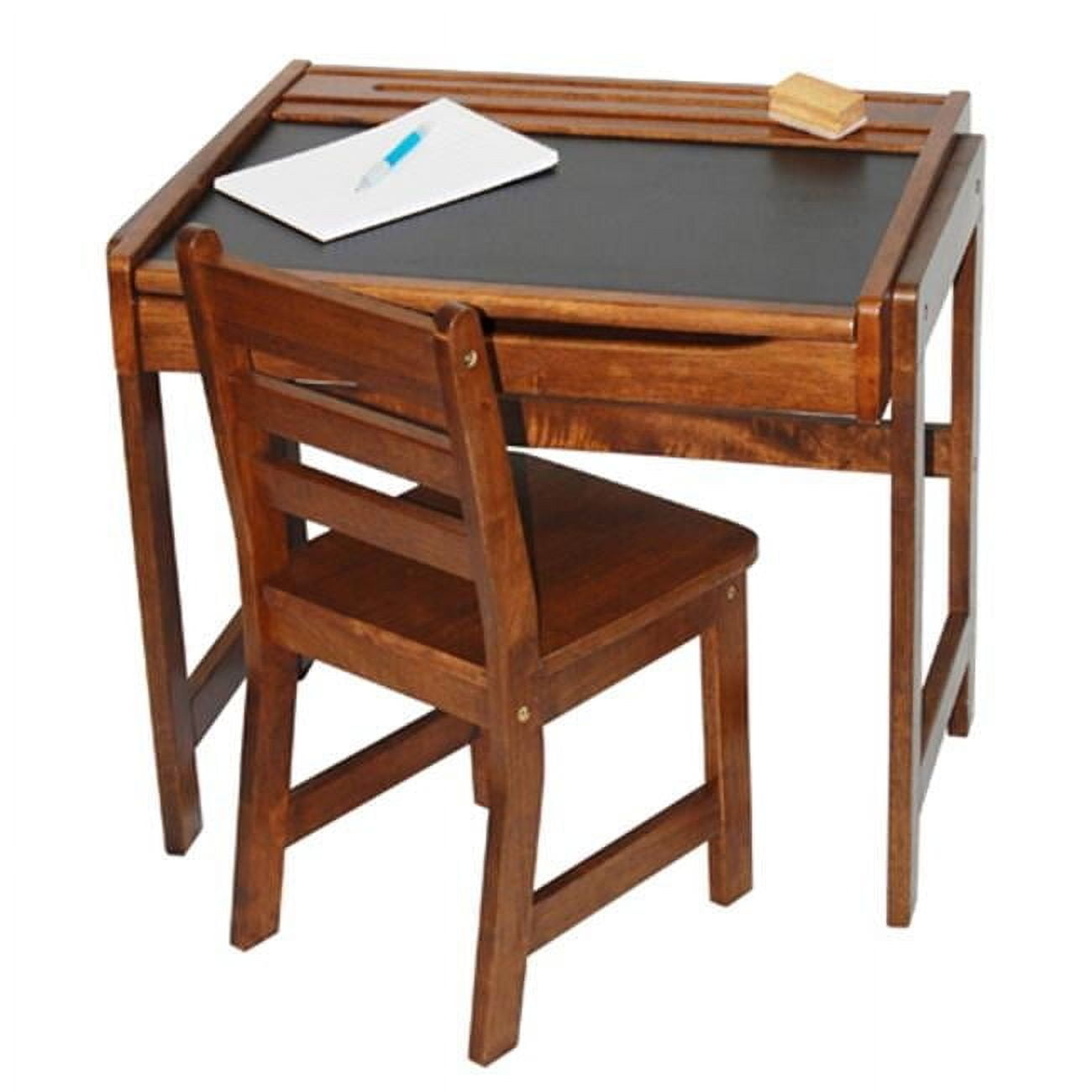 Walnut Child's Writing Desk with Chalkboard and Drawer
