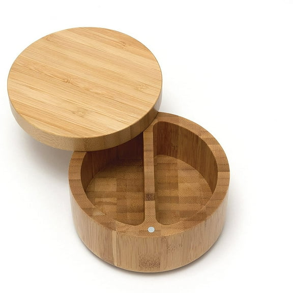 Lipper International Inc. Divided Wooden Bamboo Storage Spice Box w/Swivel Cover