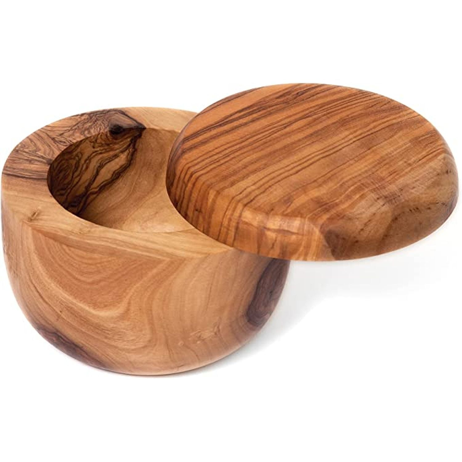 Lipper International Olive Wood Salt Box With Swivel Cover